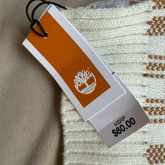 NWT Timberland Buffalo Plaid Rectangle Scarf Tan & White Streetwear Fall Outdoor - Picture 7 of 9
